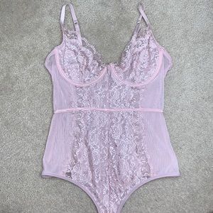 Pink lace sirens bustier bodysuit